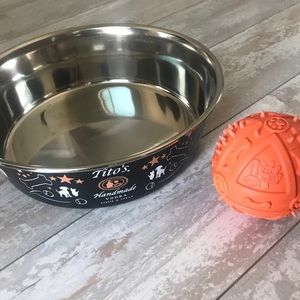 Tito’s dog bowl and ball (new)